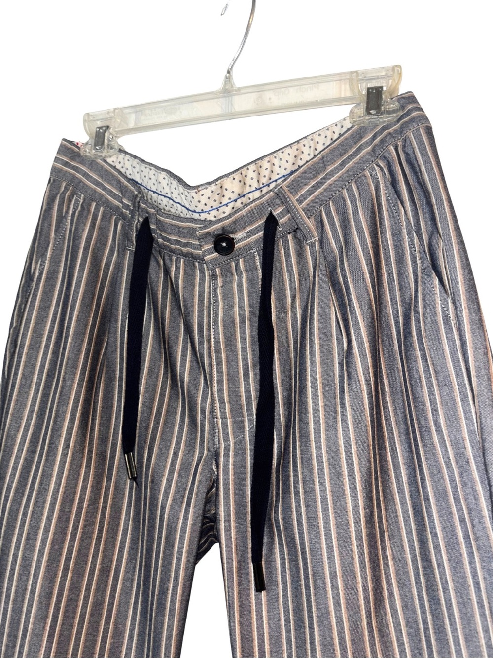 Carrera Vertical Stripe Cotton Chinos in Navy and Cream - Picture 2 of 6